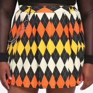 NWT Hot Topic Halloween Argyle Pleated Skirt